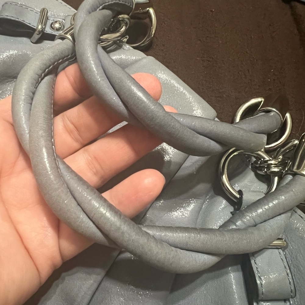 Coach Madison Sophia Shimmer Slate Gray Leather Handbag Model F22563 - Picture 3 of 11
